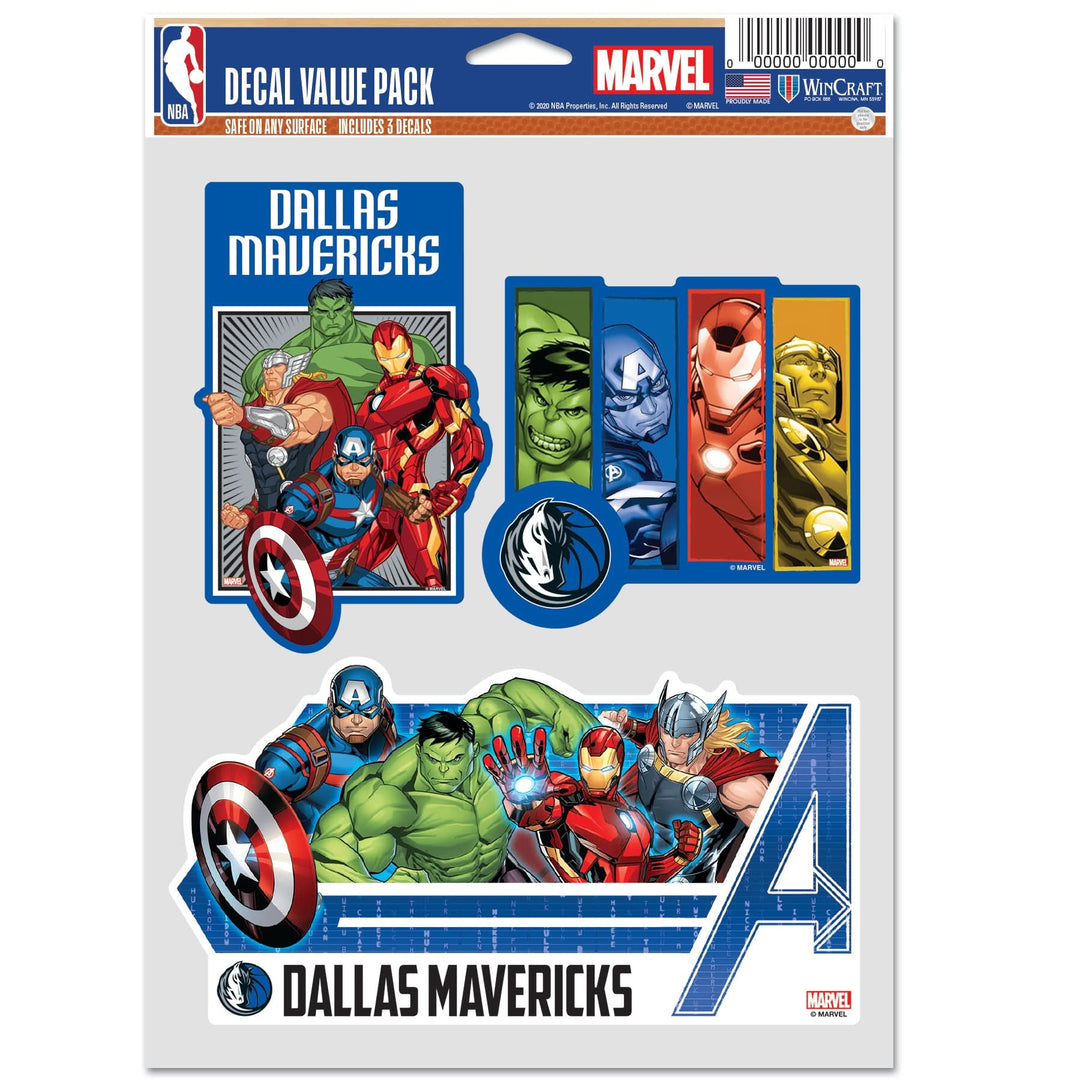 DALLAS MAVERICKS WINCRAFT MARVEL FAN PACK DECAL SET