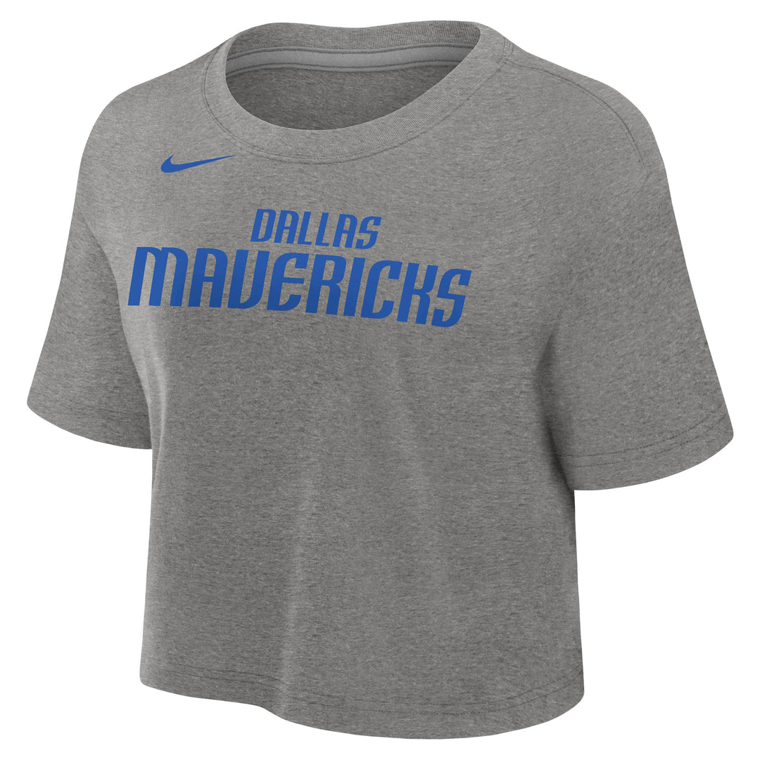 DALLAS MAVERICKS NIKE WOMEN'S HEATHER CROPPED SHORT SLEEVE TEE