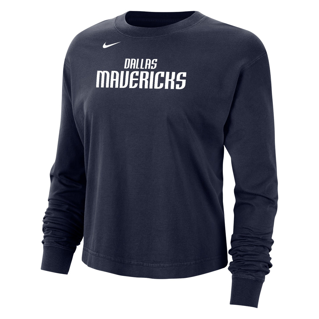 DALLAS MAVERICKS NIKE WOMEN'S NAVY LONG SLEEVE CREW