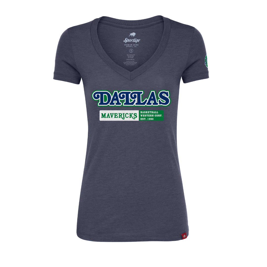 DALLAS MAVERICKS SPORTIQE WOMEN'S HARDWOOD CLASSIC RINCON ABYSS NAVY V-NECK TEE