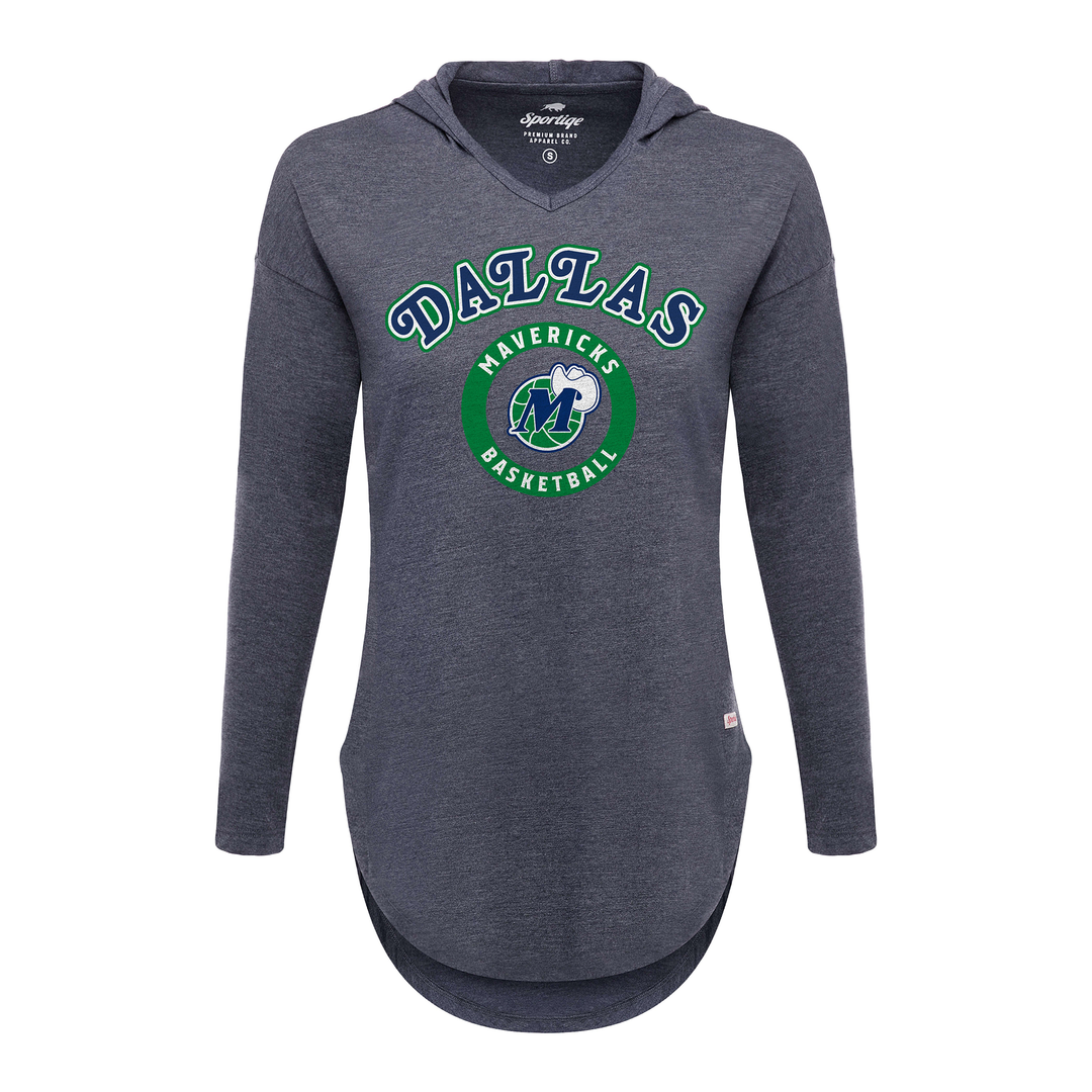 DALLAS MAVERICKS SPORTIQE WOMENS HARDWOOD CLASSIC FERROUS LENNON V-NECK HOODED TEE