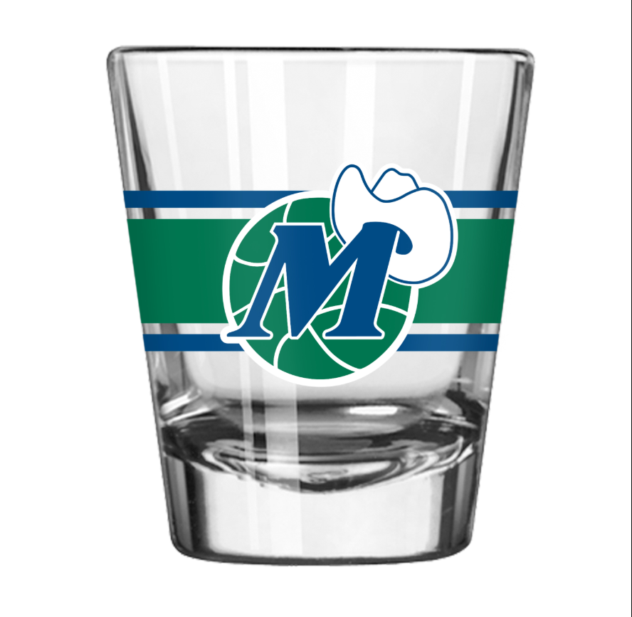 DALLAS MAVERICKS LOGO BRANDS 2OZ HARDWOOD CLASSIC STRIPE SHOT GLASS