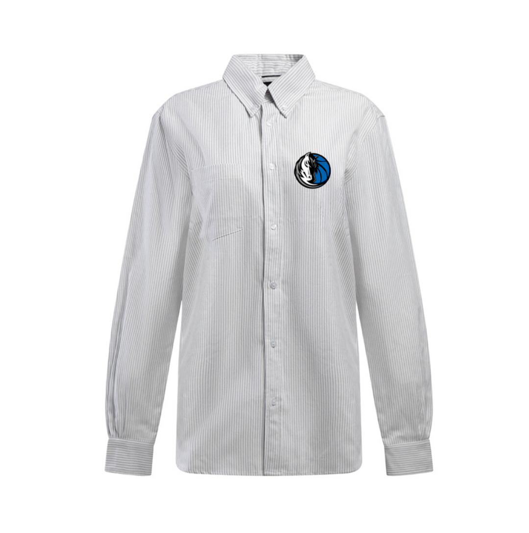 DALLAS MAVERICKS HYPE & VICE WOMENS STRIPED BUTTON DOWN TEE