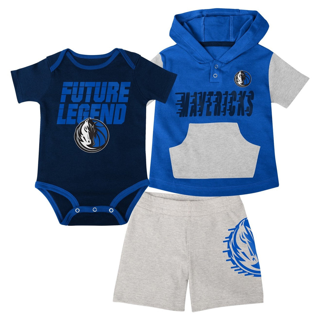 DALLAS MAVERICKS NIKE OUTERSTUFF INFANT 3-PIECE HOODIE AND SHORTS SET