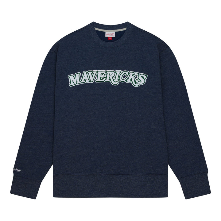 DALLAS MAVERICKS MITCHELL & NESS NAVY BLUE CREWNECK SWEATSHIRT