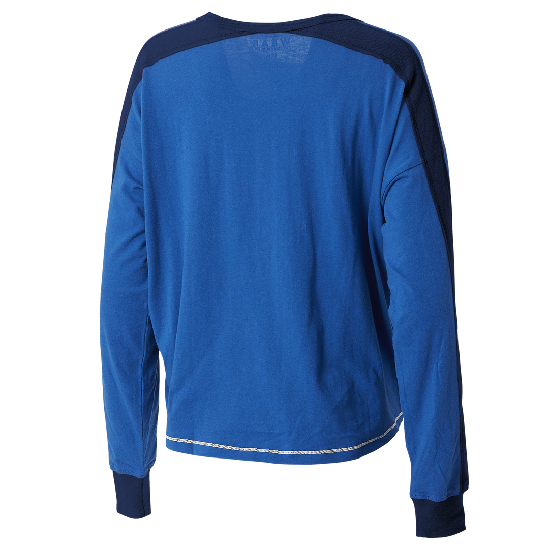 DALLAS MAVERICKS WEAR 2023 WOMEN'S ROYAL BLUE COLORBLOCKED LONGSLEEVE TOP