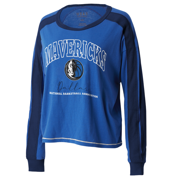 DALLAS MAVERICKS WEAR 2023 WOMEN'S ROYAL BLUE COLORBLOCKED LONGSLEEVE TOP
