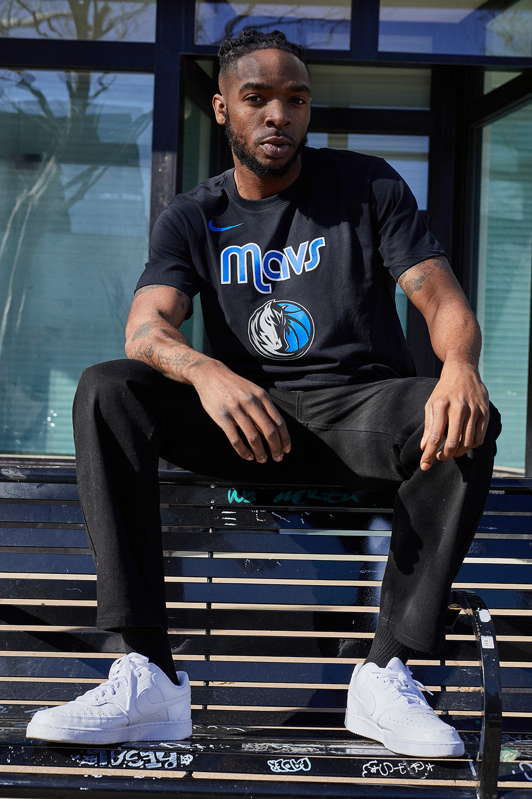 DALLAS MAVERICKS NIKE 2022 DRI-FIT BLACK COTTON SHORT SLEEVE TEE