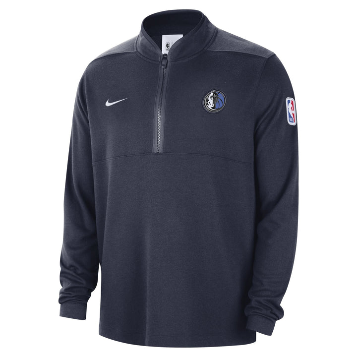 DALLAS MAVERICKS NIKE NAVY BLUE HALF-ZIP LONG-SLEEVE TOP
