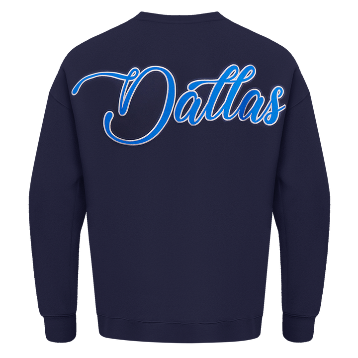 DALLAS MAVERICKS PRO STANDARD NAVY CURSIVE WORDMARK CREWNECK