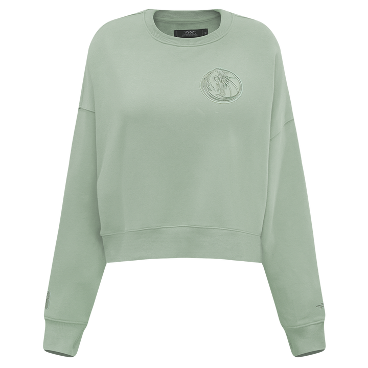 DALLAS MAVERICKS PRO STANDARD WOMEN TAUPE HORSE HEAD CROPPED CREWNECK