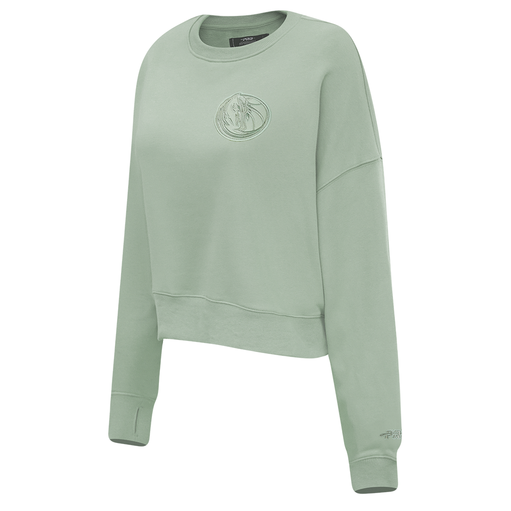 DALLAS MAVERICKS PRO STANDARD WOMEN TAUPE HORSE HEAD CROPPED CREWNECK