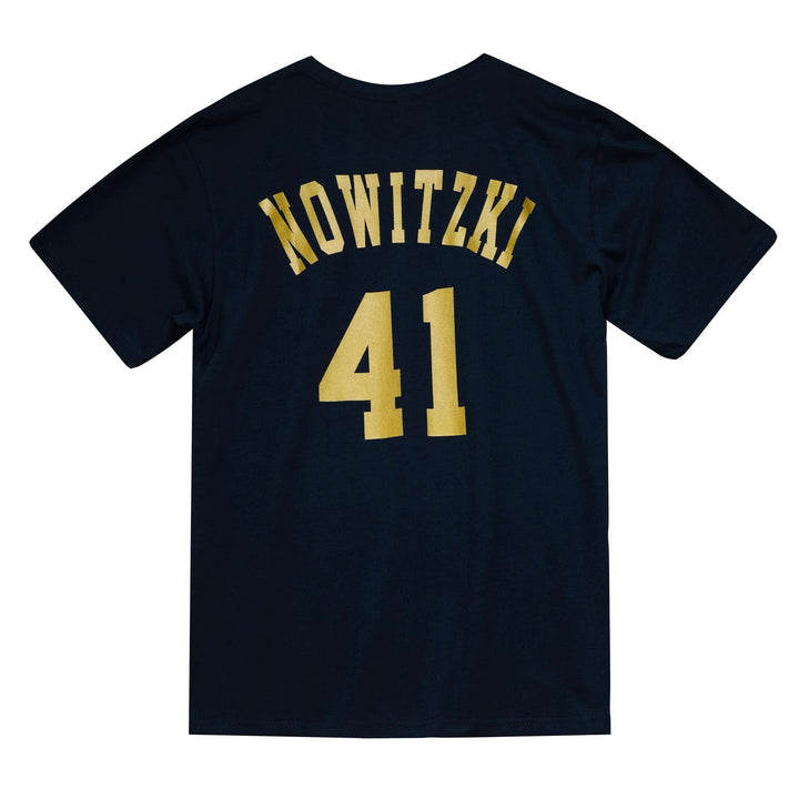 DALLAS MAVERICKS MITCHELL AND NESS DIRK HARDWOOD CLASSIC NAME & NUMBER TEE