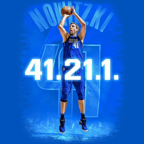 DALLAS MAVERICKS DIRK 41.21.1 ROYAL POSTER TEE