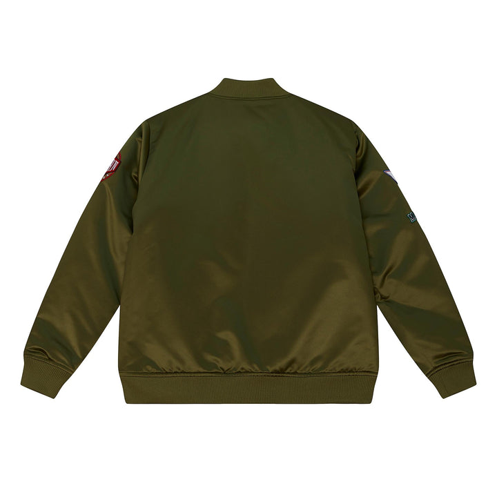 DALLAS MAVERICKS MITCHELL & NESS 2022 OLIVE FLIGHT SATIN BOMBER JACKET