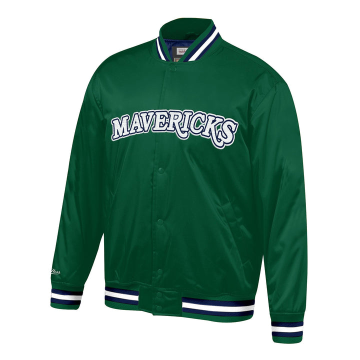 DALLAS MAVERICKS MITCHELL & NESS HARDWOOD CLASSIC GREEN LIGHTWEIGHT SATIN JACKET