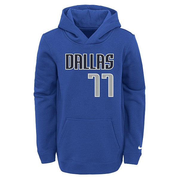 DALLAS MAVERICKS YOUTH NIKE LUKA DONČIĆ ROYAL NAME & NUMBER HOODIE