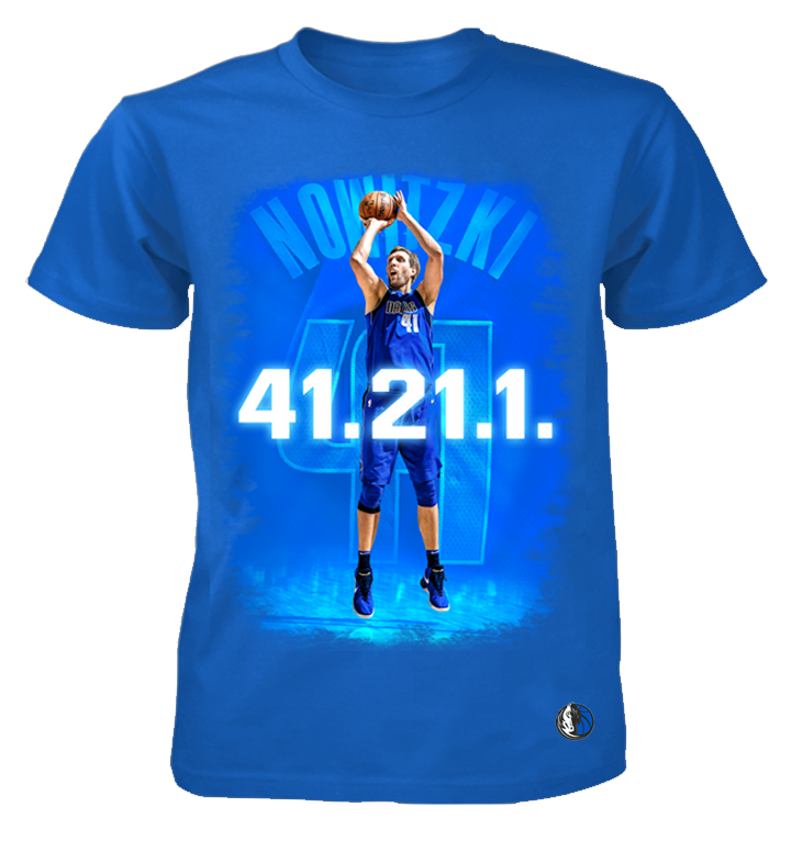 DALLAS MAVERICKS DIRK 41.21.1 ROYAL POSTER TEE
