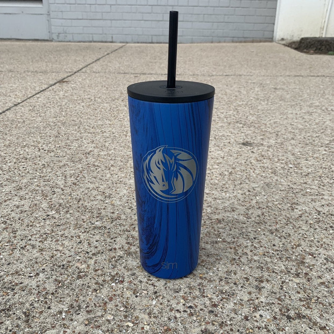 DALLAS MAVERICKS 24 OZ ROYAL/NAVY MARBLE TUMBLER - mavstest